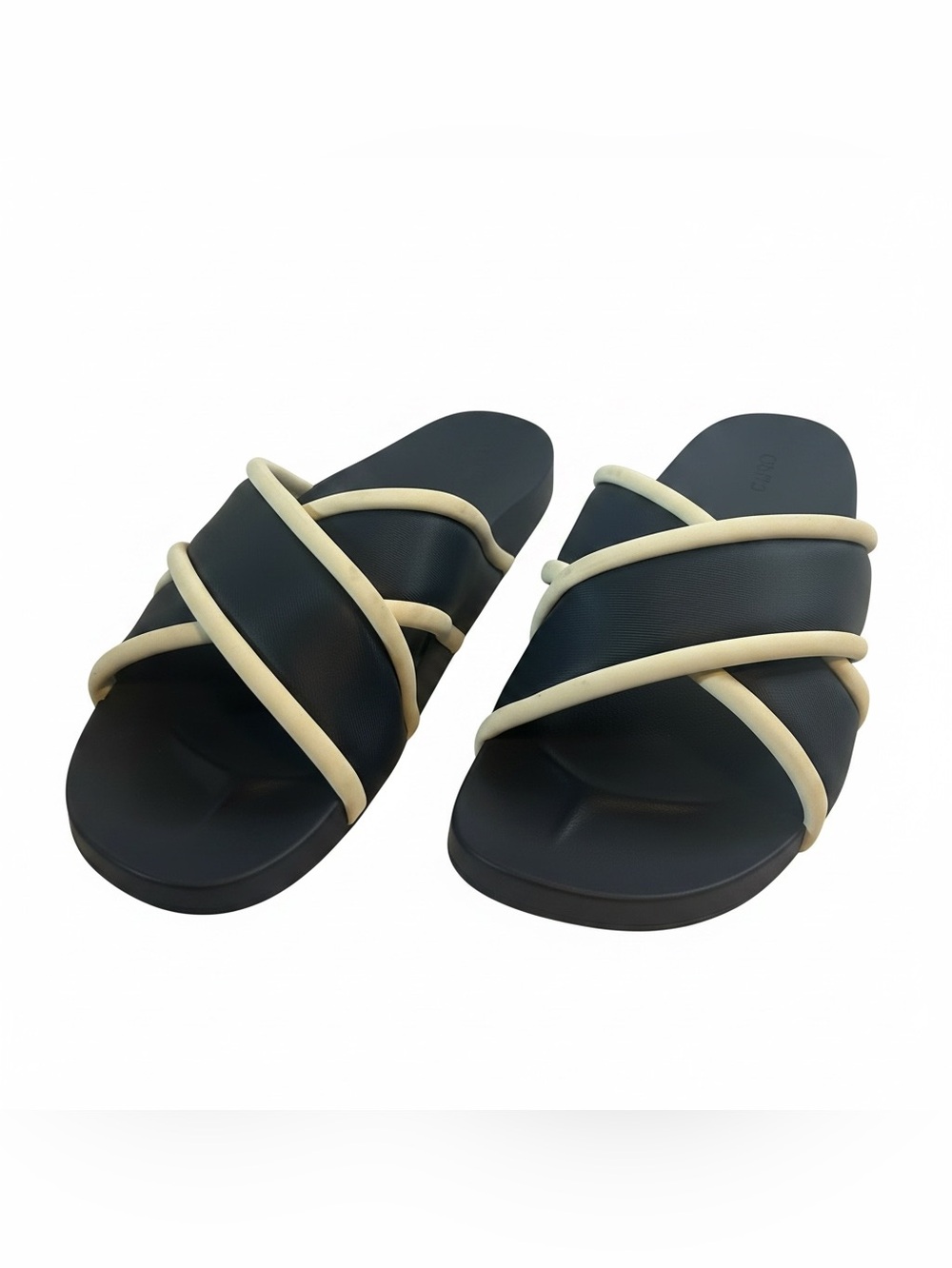 Olukai Ani Women’s Slide Sandals Navy Criss cross Platform Comfort slides Sz11